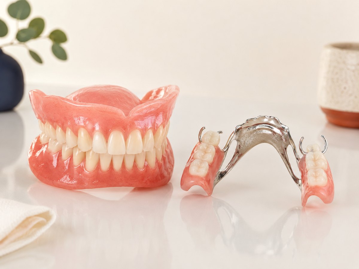 Examples of a full denture and a partial denture appliance