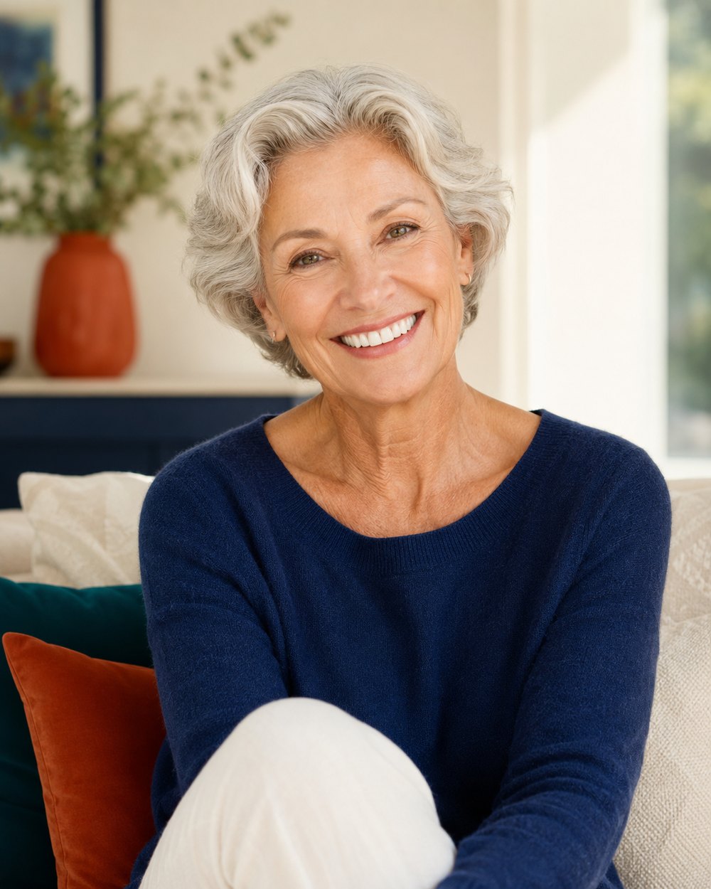A confident older adult with a healthy, natural smile